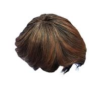 Button Women's Short Straight Wig with Natural Black to Brown Gradient for Realistic Everyday Wear (Gold, One Size)