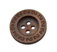Button Wood Button Coffee Round Laser Wooden Buttons Retro Sewing Clothes Accessories 25mm 4 Holes 5PCs 10PCs 15PCs(10 Pieces)