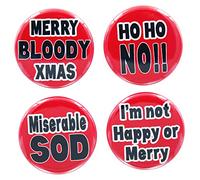 Button Zombie Set of 4 I HATE CHRISTMAS Button Badges (32mm/1.25 Inch) MADE IN UK (SET 3)