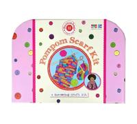 Buttonbag Pompom Scarf Knitting Craft Kit Learn to Knit - Kids Crafts kit - Suitable for All Levels with Simple Patterns and Full Instructions - Childrens Craft Kit with Gift Suitcase