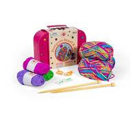 Buttonbag Pompom Scarf Learn to Knit Craft Kit, Gift Suitcase