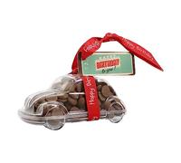 ButtonChocs Birthday Chocolate Car - Happy Birthday. Belgian Milk Chocolate Birthday Gift. Happy Birthday Car Plate Swing Label.