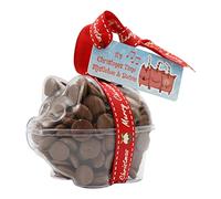 ButtonChocs Christmas Chocolate Piglet - Mistletoe & Swine. Belgian Milk Chocolate Gift for Christmas.