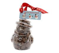 ButtonChocs Christmas Chocolate Snowman - Up To No Good. Belgian Milk Chocolate Gift for Christmas.