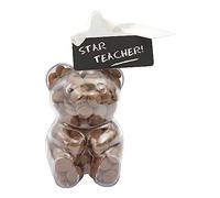 ButtonChocs Star Teacher Chocolate Teddy Bear - Belgian Milk Chocolate Gift - Fun Thank You Treat for Teachers & Tutors