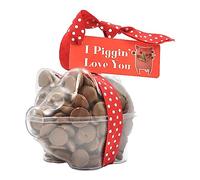 ButtonChocs Valentines Chocolate Piglet - I Piggin Love You. Belgian Milk Chocolate Valentines Gift.