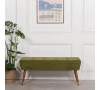 Buttoned Ottoman Bench - Olive Green Velvet
