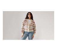 Buttoned V-Neck Cardigan Ecru Print