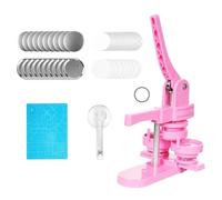 Buttonmaker Button Maker Machine, 58 mm Pinmaker, 100-Piece Button Pieces, Pin Button Machine, Punch Set with Bow Handle, for DIY Gifts for Children (Pink)