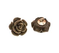 Buttons 12pcs Velvet Floral Button-Down Cardigan with High Collar, Hand-Sewn Buttons, and Camellia Lining The Interior(1.5cm-Brown)