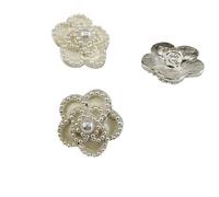 Buttons 18/23mm Camellia Buttons for Knitting Fashion Pearl Beaded Black White Metal Shank Button Sewing Accessories DIY Round(Pearl White,18mm 6pcs)