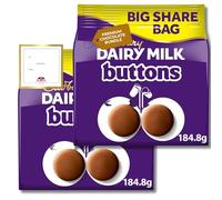 Buttons 2 x Dairy Milk Chocolate Big Share Bag 184.8g Bundled by The Great British Kitchen