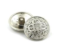 Buttons 5Pcs Hollow Metal Button Black Silver Gold Buttons Round Decorative for Clothes Sewing Accessories DIY Crafts 14-27mm(Silver,17mm)