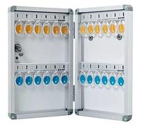 Buttons, Aluminum Alloy Key Cabinet, Wall-Mounted Double-Sided Management Key Lock Box, Real Estate/Car/Hotel(24-Keys)