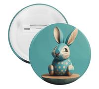 Buttons Badge Wooden Bunny Printed Button Pins Decorations Tinplate Round Badge for Clothes Bags Backpack Hats Jeans And More, 1Pcs, plastic tinplate, no gemstone