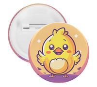 Buttons Badge Yellow Cartoon Chicken Printed Button Pins Decorations Tinplate Round Badge for Clothes Bags Backpack Hats Jeans And More, 5PCS, plastic tinplate, no gemstone