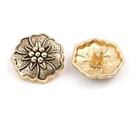 Buttons, Buttons, 5 Pcs 18-25mm Vintage Metal Sewing Shank Single Hole Multicolor Flower Carved DIY Button Coat Sewing-Antique Gold,18mm Dia(Antique Gold,18mm Dia.)