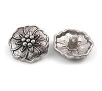 Buttons, Buttons, 5 Pcs 18-25mm Vintage Metal Sewing Shank Single Hole Multicolor Flower Carved DIY Button Coat Sewing-Antique Gold,18mm Dia(Antique Silver,18mm Dia.)