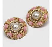 Buttons, Buttons, 6 Pcs 25mm Large Vintage Luxury Women's Coat Pearl for Sewing Retro Suit Dress Handmade DIY Crafts-White(Pink)