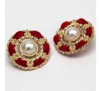 Buttons for Sewing,25mm Large Court Vintage Luxury Women Coat Pearl Buttons for Sewing Retro Blazer Suit Dress Big Handmade DIY Crafts(Red)