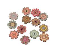 Buttons forSewing 50Pcs Retro Series Painted Gear Wooden Buttons for Clothing DIY Sewing Scrapbooking Decor Craft Needlework Accessories 20-25mm(3,20mm)