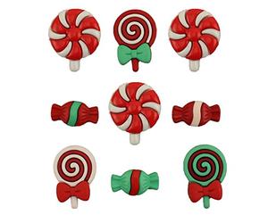 Buttons Galore Christmas Candy, Acrylic, Multi-Colour, 0.5 x 2 x 2 cm