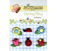 Buttons Galore Flowers & Ladybugs, Multi-Colour, 0.6