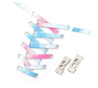 Buttons, Gradient Rainbow Shoelace Laces Metal Buckle Lock Shoelaces Without Ties Elastic Flat Sneakers(Rouge Pink)