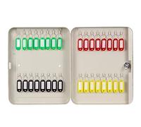 Buttons, Wall Mount Large Capacity, Company Management Storage Solid Steel Key Security Box(Beige - with Label,32-Keys)