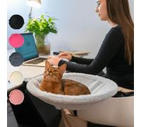 ButtonwoodNest Cat Desk Bed Desk Perch Cat Cave Large Steel Frame 15" Load Capacity 50lbs Comfortable Pet Bed Ultra Soft Fabric Removable Machine Washable
