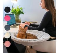 ButtonwoodNest Cat Desk Bed Desk Perch Cat Cave Large Steel Frame 15" Load Capacity 50lbs Comfortable Pet Bed Ultra Soft Fabric Removable Machine Washable