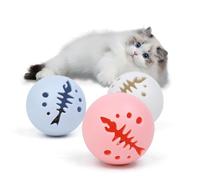 ButtVigour 3-in-1 Interactive Cat Toys with Catnip, Jingle Bell & Flashing LED Lights - 3 Pack Kitten Ball Set for Indoor Cats to Encourage Play & Exercise
