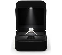ButtVigour LED Ring Box Light Up Wedding Ring Box for Engagement Luxury Black Velvet Jewelry Presentation Box, Proposal & Wedding, Light Turns On When Opening