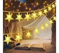 ButtVigour Star String Lights, 5ft 10 LEDs with 2 Modes, Warm White Halloween Christmas Lights for Small Tree, Window, Shelf, Mantle Decor, Party Centerpiece, IP44 Waterproof Copper Wire