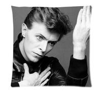 Butuku Custom Cotton & Polyester Soft Rectangle Zippered Decorative square Throw Pillow case Cover Cushion Case 18X18 (Twin Sides) - British rock star cool hot David Bowie black and white personalized pillowcase for fans design