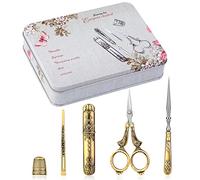 BUTUZE Embroidery Scissors Kit,European Antique Vintage Sewing Kit,Complete Vintage Sewing Tools with Embroidery Scissors,Original Case,Sewing Needle Case,Awl for Sewing,Craft,Needlework
