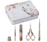 BUTUZE Embroidery Scissors Kit,European Antique Vintage Sewing Kit,Complete Vintage Sewing Tools with Embroidery Scissors,Original Case,Sewing Needle Case,Awl Sewing,Craft,Needlework,B2U-007CA