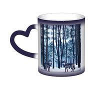 ButxeT Color Changing Mug Wolfs in The Snow Starry Night Heat Sensitive Mug Magic Tea Cup Coffee Mug
