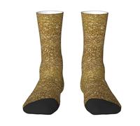 ButxeT Crew Socks,Compression Socks Casual Novelty Sports Socks 40CM Long For Unisex,Gold Glitter Sparkle Glittery Sparkly