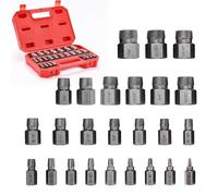 Butyge 25Pcs Screw Extractor Set Hex Multi-Spline Easy Out Bolt Extractor Set, Heavy Duty Metric EZ Out Rounded Screw Remover