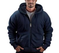 Butygity Sherpa Lined Hoodies for Men Heavyweight Full Zip Up Sweatshirt Thick Fleece Jackets Winter Warm Coats, Navy, XX-L