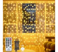 Buudala Curtain Fairy Lights, 3x3M 300 LED Curtain Light with Remote & Timer, 8 Modes Hanging Window Fairy Lights, IP65 Waterproof String Light for Bedroom, Wedding, Christmas Home Decorations