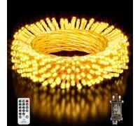 Buudala Fairy Lights Plug in, 15M/49.21FT 100 LED Outdoor Fairy Lights Mains Powered with Remote Control/8 Modes/Timer/Waterproof, Christmas Lights for Outside Indoor Garden Decorations(Warm White)