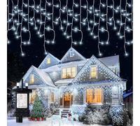 Buudala Icicle Lights Outdoor Christmas, 200LED 6.4+5M ICY Cool Icicle Light 8 Modes Plug-in IP65 Waterproof Light Up Xmas Fairy Indoor Outdoor Decor for Roof Window Curtain