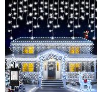 Buudala Icicle Outdoor Christmas Lights, 640 LED 20.5+5M Waterproof Fairy String Lights, 8 Modes with Memory, 6-Hour Timer, Mains Powered Indoor & Outdoor for Window, Roof, Garden, Wall (Cool White)