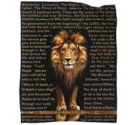 BUUGVIIL Bible Verse Blanket Christian Gifts Lion Prayer Religious Throw Blanket for Men Women Pastor Couch Sofa Bed to Keep Warm 60"x50"