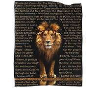 BUUGVIIL Bible Verse Blanket Christian Gifts Lion Prayer Religious Throw Blanket for Men Women Pastor Couch Sofa Bed to Keep Warm 60"x50"