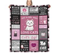 BUUGVIIL Just a Girl Who Loves Cats Blankets for Cat Lovers, Cat Lover Gifts for Women Girls, Cat Gifts for Cat Lovers, Cat Mom Gifts, Cat Themed Gifts, Cat Lady Gift Throw 60" x 50"