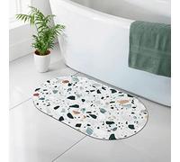 BUULOO Terrazzo Marble Pastel Diatomaceous Mat 50x80cm, Quick Drying Bath Mat, Bathroom Absorbent, Enhanced Grip, Diatomaceous Earth Non-Slip Bath Mat, Indoor Bathtub And Shower Mats.
