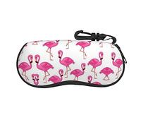 BUULOO Ultra-Light Soft-Shell Pink Flamingo Glasses Case,Eyeglass Safety Pouch Box With Belt Clip